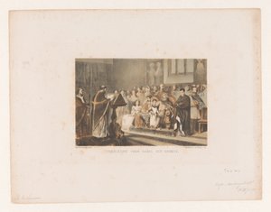 Präst läser för Karl den Store Läsning för Karel den Groote (titel på objekt) av Charles Rochussen