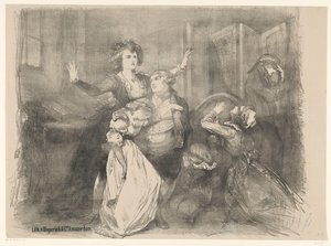Scen från scendramat Marie Antoinette Tillkännagivanden av baletter och pjäser framförda i Amsterdam City Theatre (serietitel) av Charles Rochussen