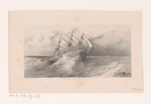 Segelfartyg i storm på havet av Charles Rochussen