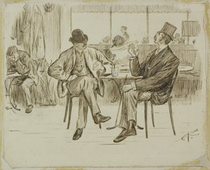Café Scene av Charles Samuel Keene