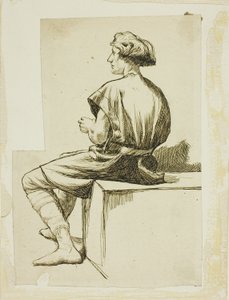 Sittande man i tunika av Charles Samuel Keene