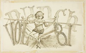 Studie för titelsida från Punch, volym 81 av Charles Samuel Keene