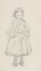 Studera för en liten flicka. av Charles Samuel Keene