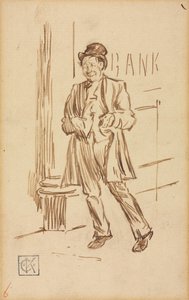 Studie av en berusad man som passerar en bank av Charles Samuel Keene
