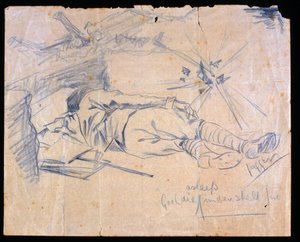 Löjtnant Leslie Gooldie sov under granatbeskjutning, 1915