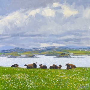 Dozing Sheep, Iona, 2015 (olja på duk) av Charles Simpson