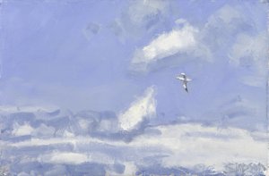 Gannet  Clouds, 2016 (olja på duk) av Charles Simpson