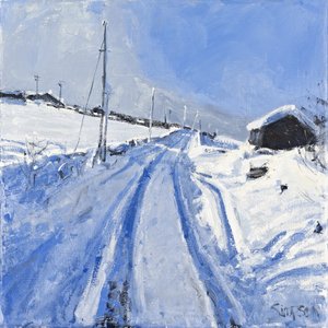 Snow Covered Road, 2010 (olja på duk) av Charles Simpson