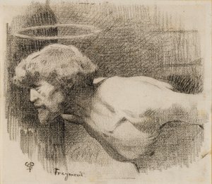 Studie för The Beheading of St. John the Baptist, c.1881 (kol på tjockt krämpapper)
