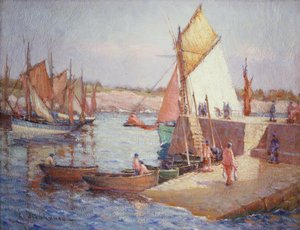 At the Quayside (olja på duk) av Charles Stenhouse