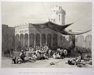 Panjab: Sikh Soldiers Receiving their Pay at the Royal Durbar, Lahore, skylt 12 från 