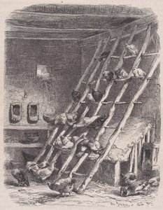 Besök på en gård - The Roost, från Le Magasin Pittoresque, ca. 1852.