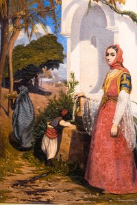 Orientalisk kvinna vid fontänen av Charles Theodore (1814-88) Frere