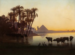 Längs Nilen vid Gyzeh, ca 1850-talet