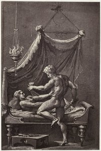 Fotoreproduktion av en teckning av Perino del Vaga, The Rape of Lucretia