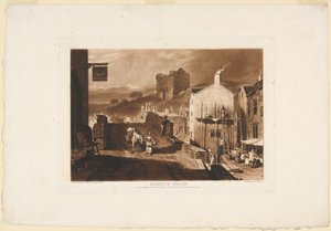 Morpeth, Northumberland, från Liber Studiorum, 1809 av Charles Turner
