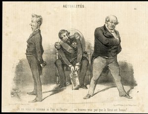 Illustration av Charles Vernier (? -1887) i Le Charivari - Republikens president, Ministere, Fåtölj (symbol för makt) - Napoleon III, Barrot Odilon (1791-1873), Minister, Faucher Leon (1803-1854) av Charles Vernier