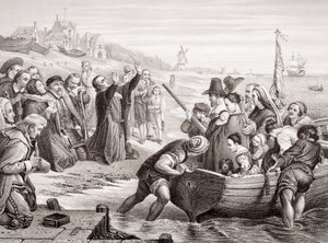 Pilgrimsfädernas avgång från Delft Haven i juli 1620, från 