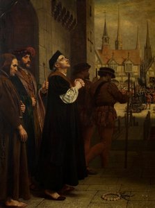The Martyrdom of Laurence Saunders i Coventry, högra panelen av triptyk av Charles West Cope