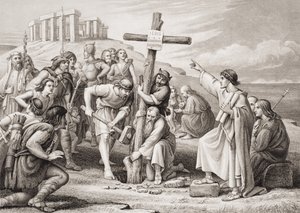 Den första predikan av kristendomen i Storbritannien, från "Illustrationer av engelsk och skotsk historia" volym I av Charles West Cope
