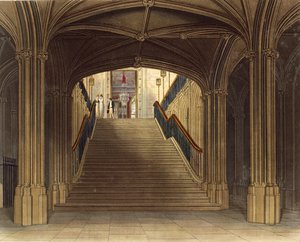 En trappa, Windsor Castle, från "Royal Residences", graverad av W. J. Bennett, pub. av William Henry Pyne (1769-1843), 1818 (akvatint)