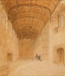 Crosby Hall (No.2), ca 1818 (akvarell på papper) av Charles Wild