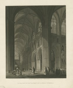 Interiör av Lichfield Cathedral - Nave: akvatintgravyr av Charles Wild
