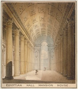 Interiörvy av Egyptian Hall, Mansion House, City of London, 1820 av Charles Wild