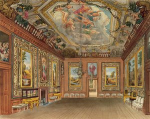 Drottningens salong, Windsor Castle, från "Royal Residences", graverad av Thomas Sutherland (f.1785), pub. av William Henry Pyne (1769-1843), 1816 (akvatint)