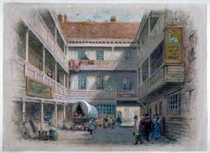 Courtyard of the White Hart Inn, Borough High Street, Southwark, London, c1860 av Charles Wilkinson