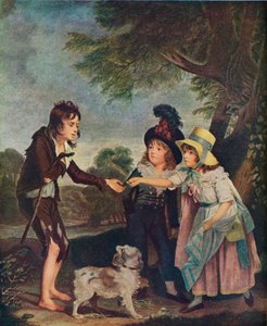 Porträtt av Sir Francis Fords barn som ger ett mynt till en tiggarpojke. Utställd 1793 1906