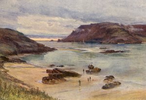 Salcombe Harbour (färglitografi) av Charles William Wyllie