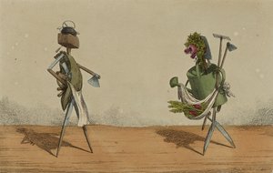 Animerade redskap, tavla 2, tillägnad snickare och trädgårdsmästare i Storbritannien, c.1811 (handfärgad etsning) av Charles Williams