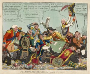 Politisk Quadrille -- Game Up, pub. 1806 (handfärgad gravyr)