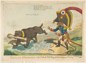 Stridsbenet eller den engelska tjurhunden och den korsikanska apan, 14 juni 1803.