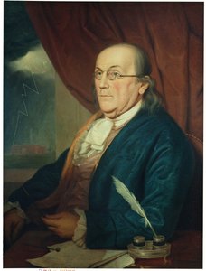 Porträtt av Benjamin Franklin (1706-90) 1789