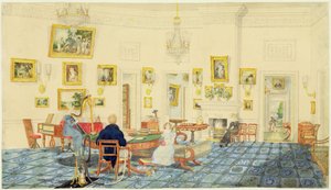 Vinterrummet i konstnärens hus i Patna, Indien, 11 september 1824 (wc, gouache och bläck över grafitvävt papper)