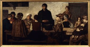 Benedicite Familie betet am Tisch von Charles de  Groux