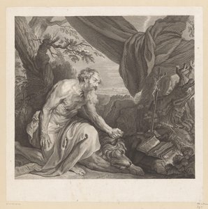 Jerome med sovande lejon och krucifix av Charles de Beauvais (rejected attribution)