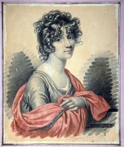 Porträtt av grevinnan Varvara Ivanovna Golitsyna (?-1804), född Shipova - Verk av Carl von Hampeln (1794-efter 1880), kol, pastell och sangvin på kartong (25x22 cm), cirka 1820 - (Porträtt av grevinnan Varvara Ivanovna, Golitsyna född Shipova, Charcoal,