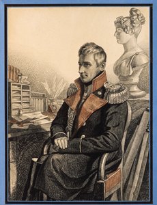 Porträtt av greve Mikhail Vorontsov (1782-1856) (Porträtt av greve M. Vorontsov). Verk av Carl Von Hampein (1794-efter 1880), penna och akvarell på papper, cirka 1820. Rysk konst
