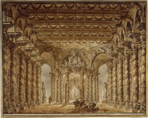 Scenografi för operan Armide av Jean-Baptiste Lully, 1760.