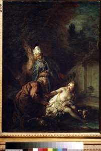 Susanna och de äldre. Målning av Charles de La Fosse (1636-1716), efter 1700. Olja på duk. Barockkonst. Museum of Fine Arts, Pushkin, Moskva