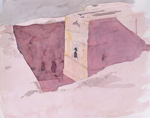 Giorgis Sunset, Lalibela, Etiopien, 1996 (wc på papper)