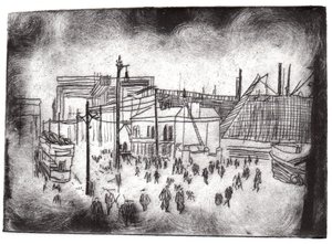 Belfast Docks, 2015 (torrpunktsetsning och digital) av Charlotte Orr