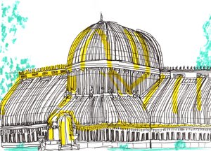 Botanic Gardens, Belfast, 2021 (penna och akrylmarkör) av Charlotte Orr