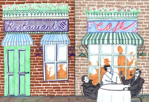 Café, 2017 (penselpennor) av Charlotte Orr