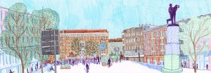 Hermannplatz, 2017 (penselpennor) av Charlotte Orr