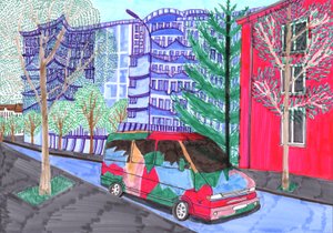 Koloniestraße, Bröllop, 2017 (penselpennor) av Charlotte Orr