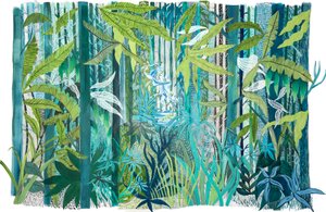 Kärlek i skogen, 2017 (akryl på papper) av Charlotte Orr